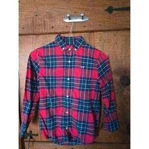 VINEYARD VINES Boys Plaid Button Down Shirt Red Green Blue Long Sleeve Size S 78